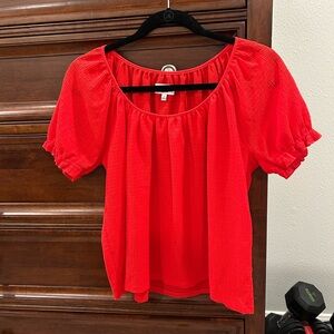 Madewell Texture and Thread Bright Red Blouse